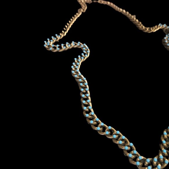 Premier Designs Free Spirit Gold-Tone Chain Necklace with Turquoise Accents - Picture 2 of 4